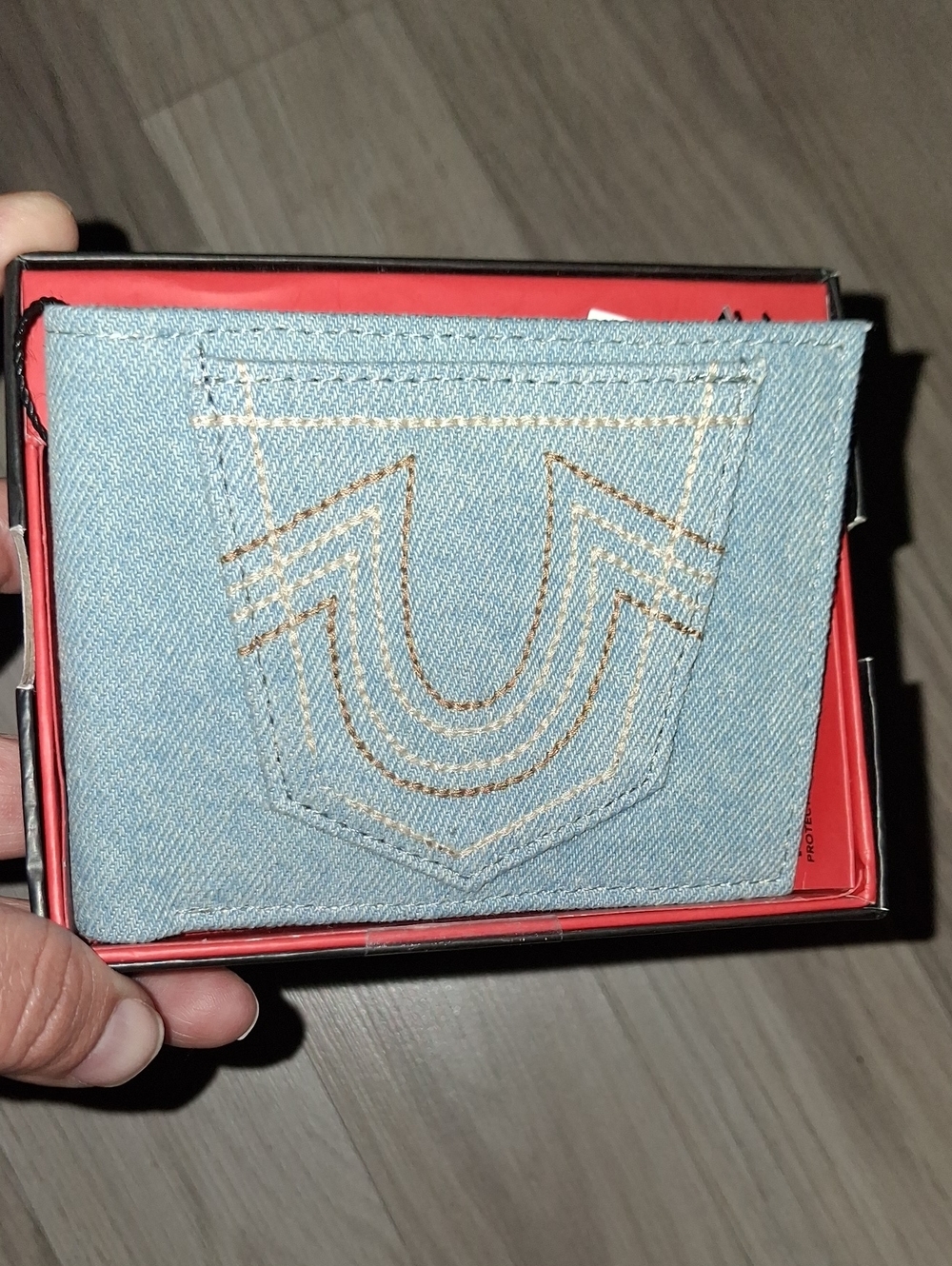 True Religion Men's Denim Bifold Wallet RFID Blocking NWT
